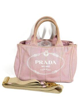 Prada Handbag Canapa Logo Mini Canvas Pink